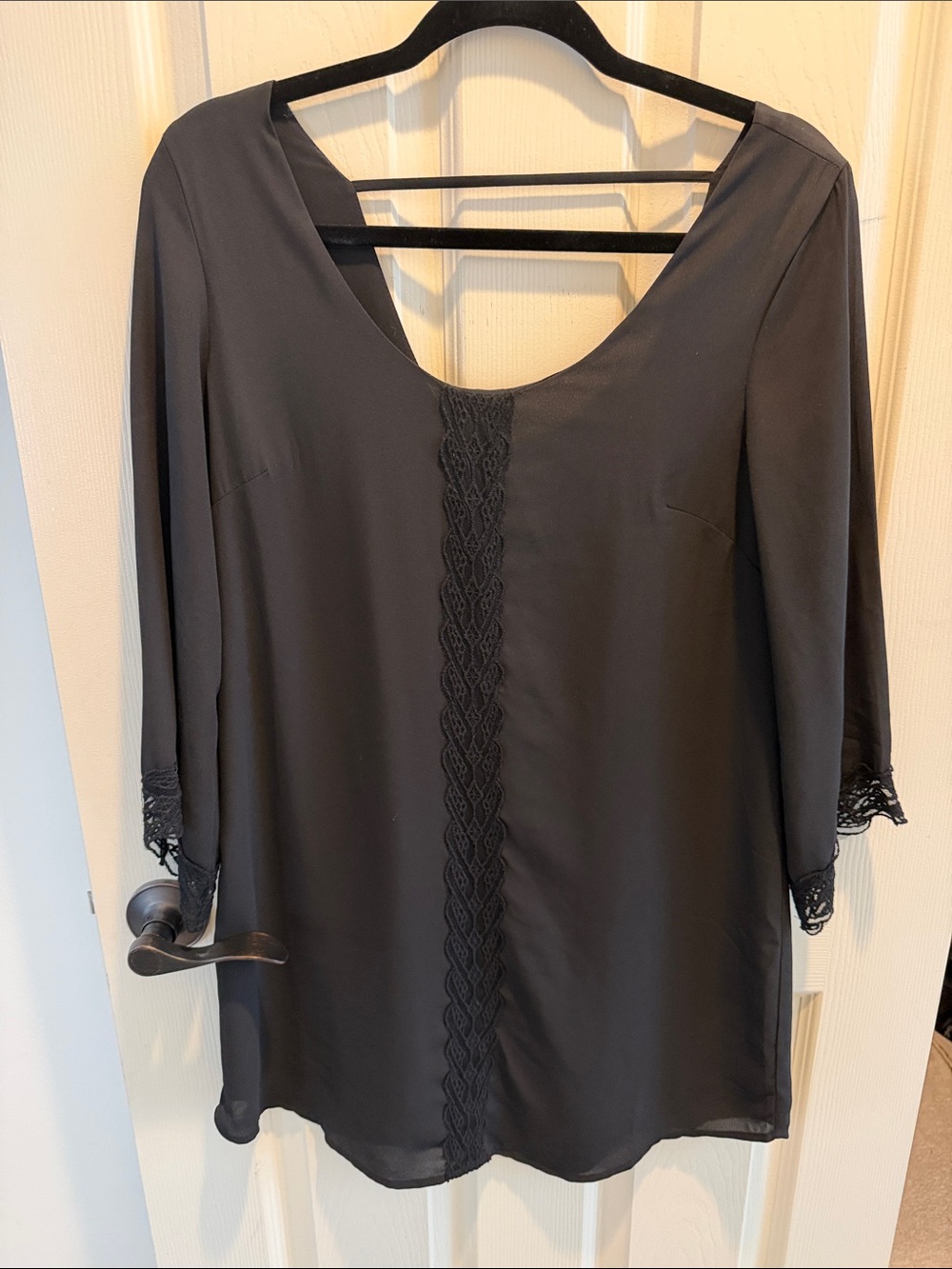 Classic Black Lace-Trim Women's dress